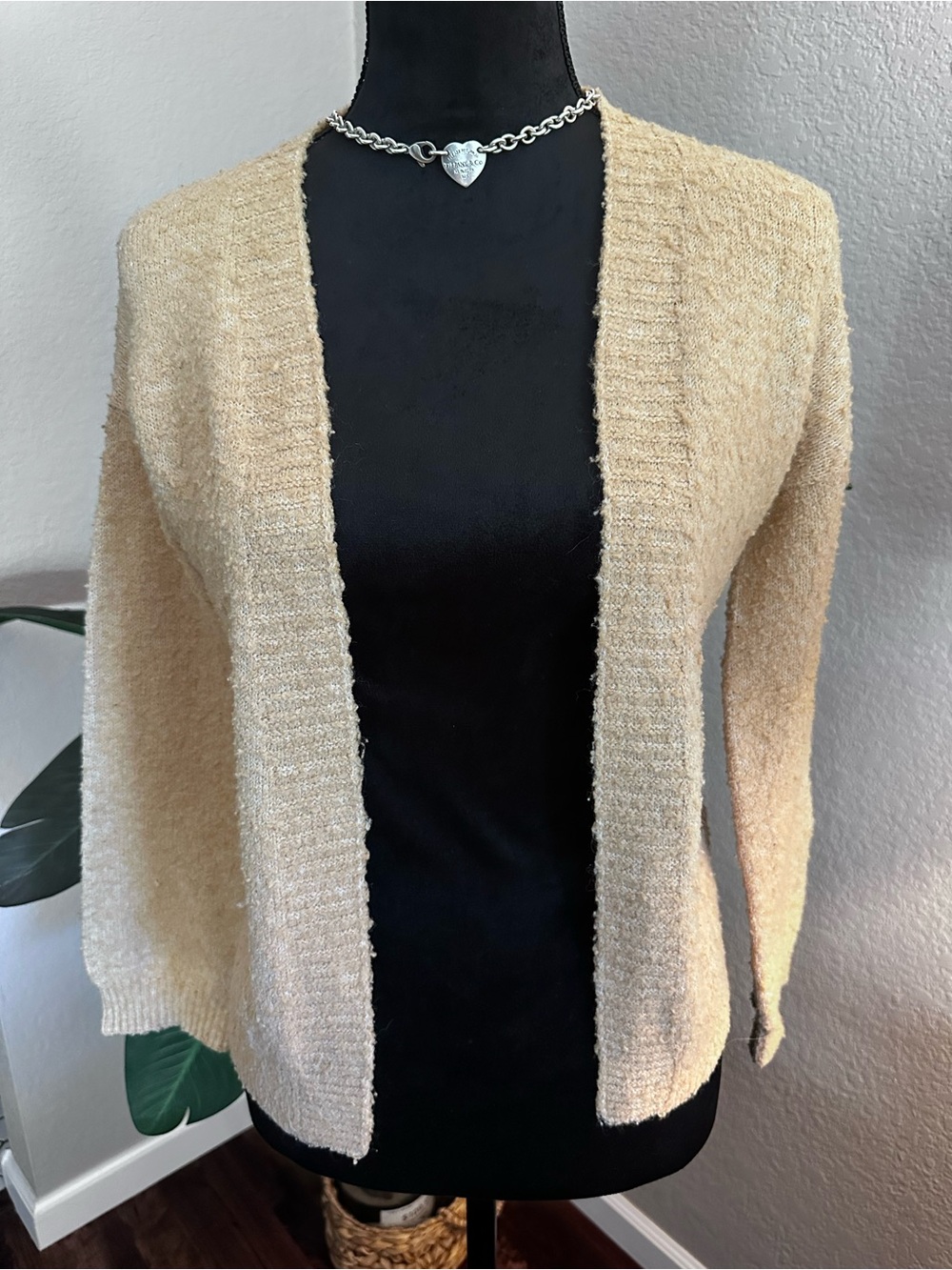 Cat & Jack Cream Open-Front Knit Cardigan